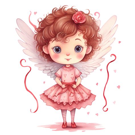 Watercolor Cute Little Angel Valentine Clipart Illustration Ai Generative 33137613 Png