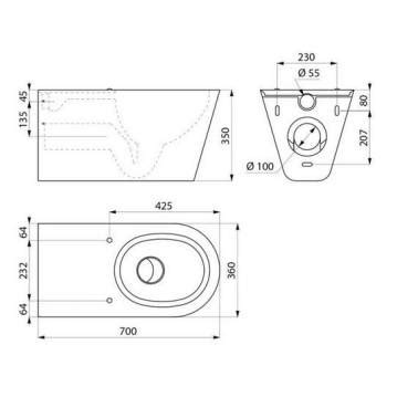 Speciale WC Sospeso PMR Per Disabili Realizzato In Acciaio Inox