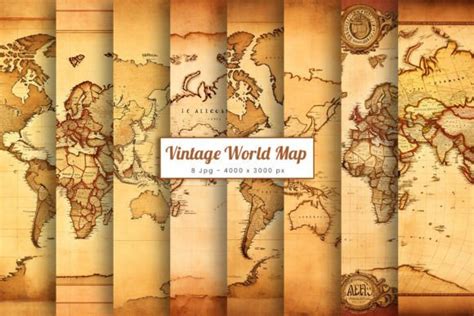 Antique Vintage World Map Background Graphic by Pixeness Digital ...