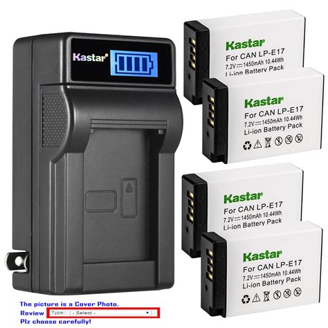 Kastar Battery LCD Wall Charger For Canon LP E17 LPE17 Canon EOS 800D