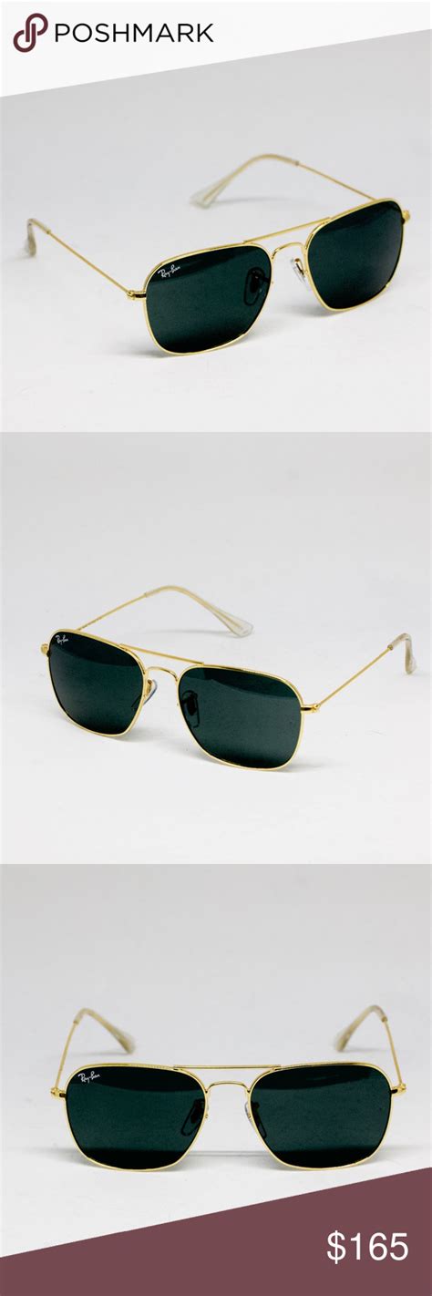 Ray Ban Caravan Rectangular Gold Frame Sunnies Ray Bans Gold Frame