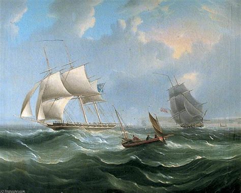 Paintings Reproductions Stormy Sea Scene With Sailing Ships By Charles