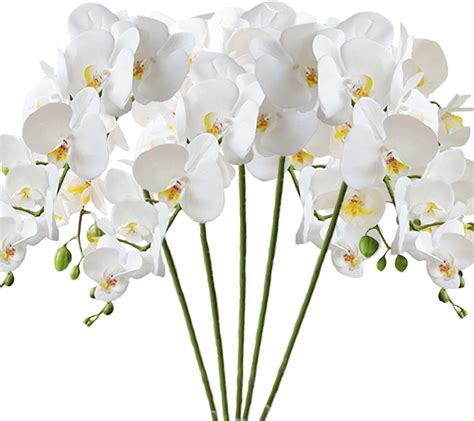 CurcKua 4pcs Flores de orquídeas Artificiales Toque Real phalaenopsis