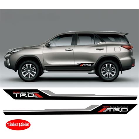 X2 TOYOTA FORTUNER SIDE BODY DECAL STICKER MACHINE CUT VINYL STICKER