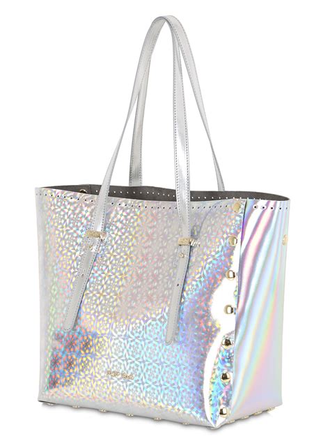 Lyst Jandc Jackyceline Medi Holographic Leather Tote Bag In Metallic