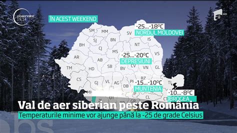 Val de aer siberian peste România Temperaturi de minus 26 grade