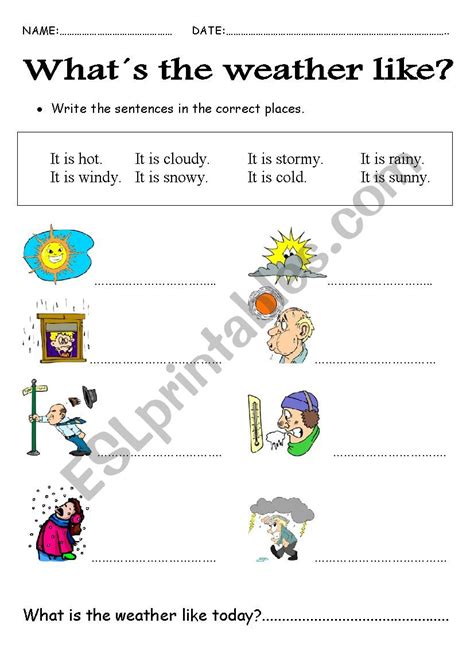 Whats The Weather Like Today Esl Worksheet By Becreative