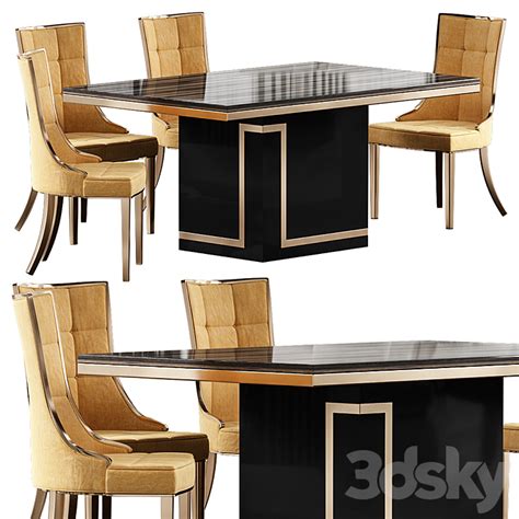 3DSKY Cream Marble Dining Table 3D Model NEW UPDATE 2023