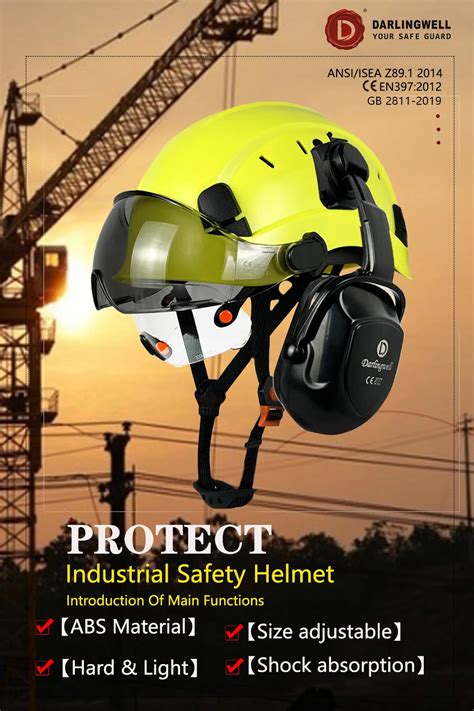 Ce Construction Safety Helmet With Visor Built In Goggles For Engineer