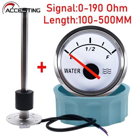 New 52mm 100 500mm Water Level Gauge Water Level Sensor 0 190 Ohm Water Tank Meter With Red