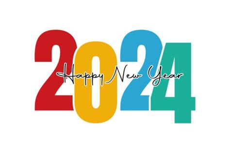 Colorful Happy New Year 2024 Typography Graphic by pixeness · Creative ...