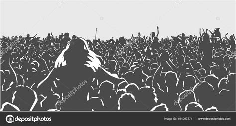 Illustration Large Crowd People Live Event Black White Stock Vector by ...