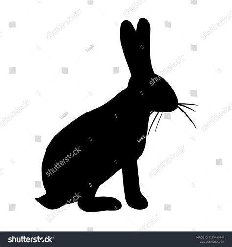 Black Silhouette Sitting Hare Outline Rabbit Stock Vector Royalty Free