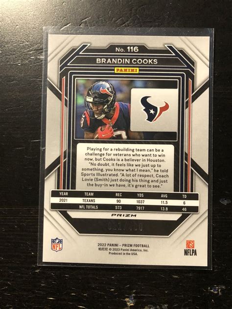 Panini Prizm Brandin Cooks Pandora Prizm Card Texans Pwe