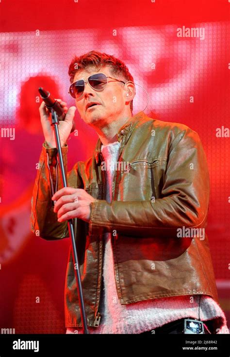 Morten Harket lead singer of A-ha pop band performs live on stage at ...