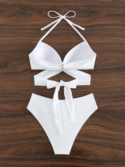 Shein Swim Basics Ba Ador Bikini Girante Delantero Moda De Mujer