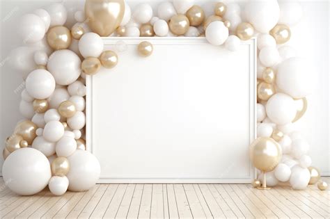 Premium Ai Image White Celebration Background With Balloons