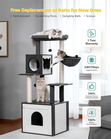 PETEPELA Cat Tree With Litter Box Enclosure 56 7 Modern Cat Tower