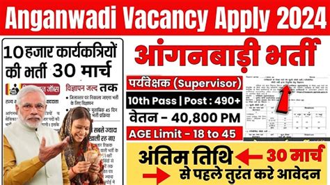 Anganwadi Vacancy Apply 2024 आंगनबाड़ी केंद्रों में हजारो पदों पर निकली