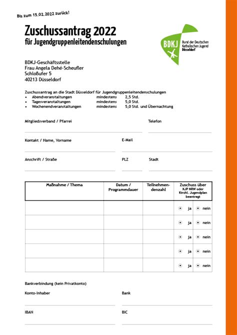 Zuschuesse BDKJ Stadtverband Düsseldorf