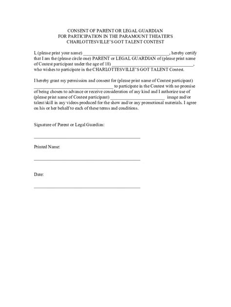 Fillable Online Parental Guardian Consent Form Fax Email Print PdfFiller