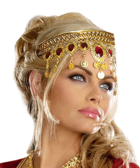 Headpiece Gold Dripping Rubies Maquillaje De Diosa Griega Joyas Para