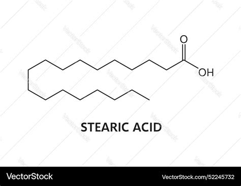 Stearic Acid Chemical Molecule Structure Formula Vector Image