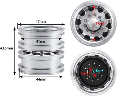 Metal Rear Wheel Rims Wheel Hubs For 1 14 RC Tamiya Trailer Tractor