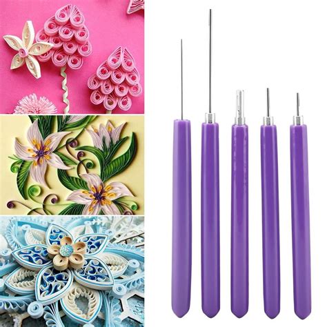 YLSHRF Multifunction 5 Pcs Different Size Quilling Slotted Tools Paper