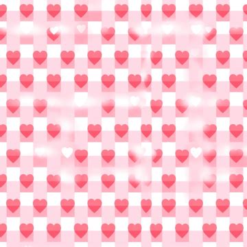 Red And White Gingham Seamless Pattern With Hearts Checkered Valentine