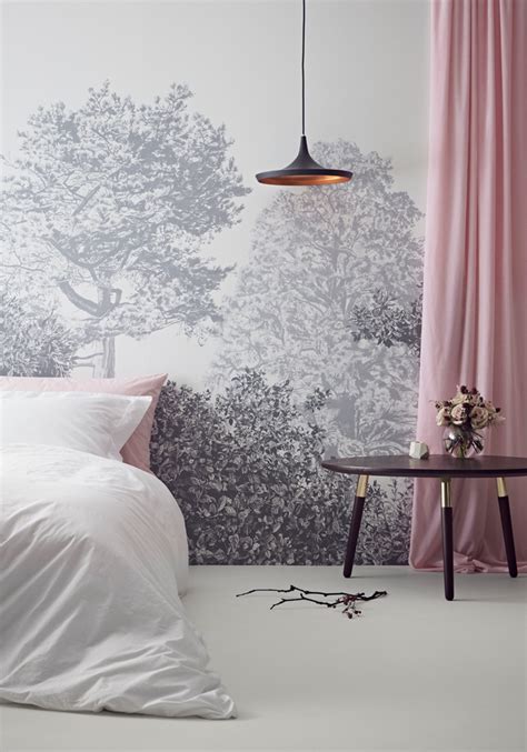 Classic Hua Trees Mural Wallpaper Grey By Sian Zeng