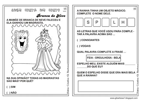 Caderno De Atividades Branca De Neve Projeto Contos De Fada Ideia