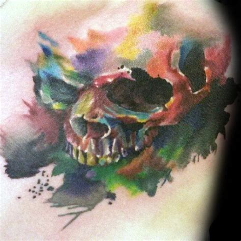 40 Watercolor Skull Tattoo Designs For Men Colorful Ink Ideas