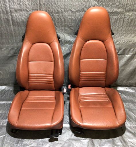 1998 2004 Porsche 986 Boxster 2 Way Power Leather Seats Boxster Red Leather Pair Bx046