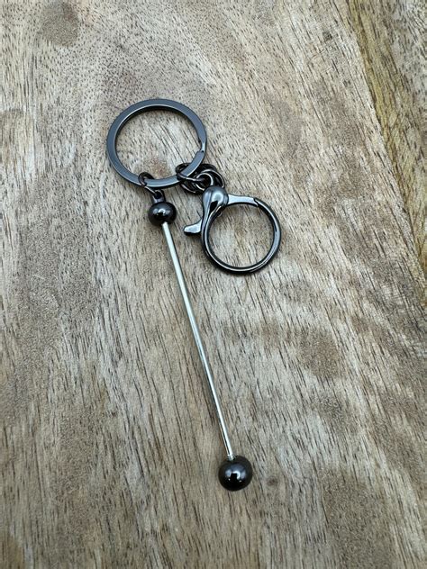 Beadable Bar Keychain Gun Metal Revival Design Co