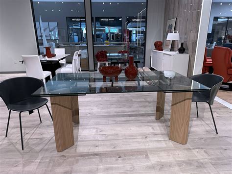 Calligaris Tower Extendable Dining Table Glass Top Furnitalia