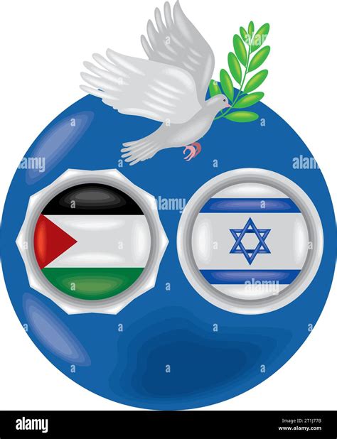 Banderas De Israel Y Palestina Con Paloma Volando Imagen Vector De