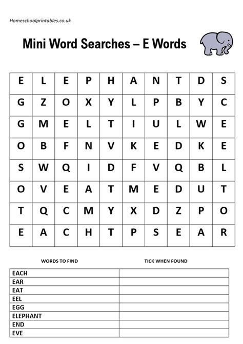 Mini Word Searches Alphabet Word Searches For Children Alphabet E H