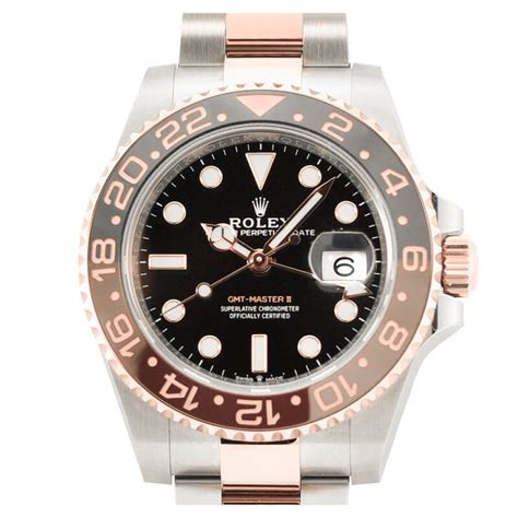 Rolex Rootbeer Gmt Master Ii Rose Gold Stainless Steel Watch