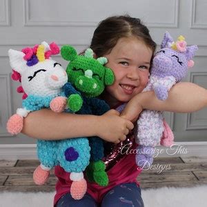 Crochet Pattern Dragon Ragdoll Lovey Amigurumi Stuffy Softie