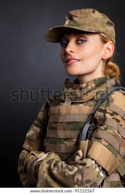 Beautiful Army Girl Isolated On White Stock Photo 95122567 Shutterstock