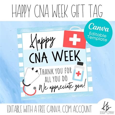 Printable Happy Cna Appreciation Week T Tag Nurses Aid Appreciation Marketing T Tag