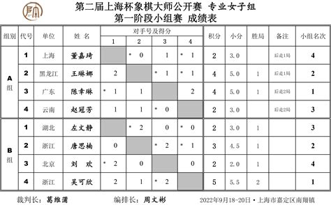 第二届上海杯象棋大师赛第一阶段成绩与决赛对阵图 云比赛