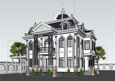 7047 Sketchup Classical Villa Exterior Model Download By Van Sinh