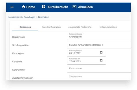 Funktionen für Kursträger DigitalCheckIn