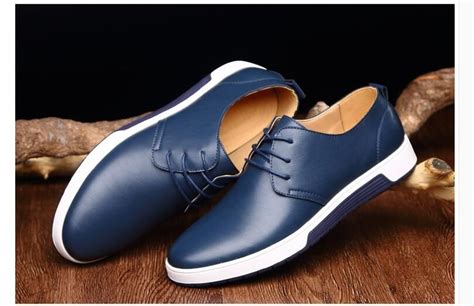 Luxury Men Shoes Casual Leather Fashion Trendy Black Blue Brown Flat