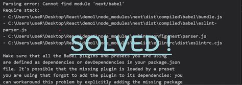 How To Solve Eslint Parsing Error Cannot Find Module Next Babel