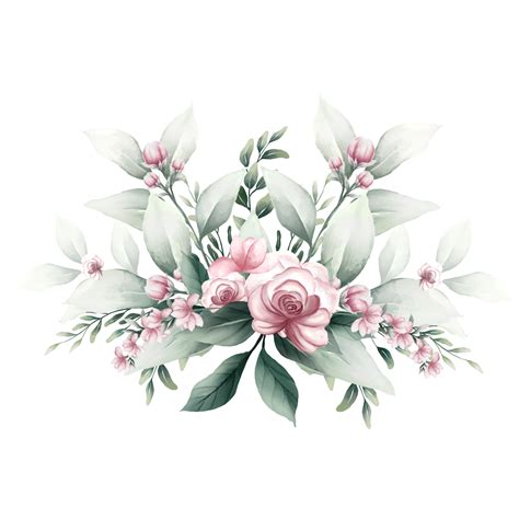 Bouquet Of Pink Watercolor Flowers 13855184 Png