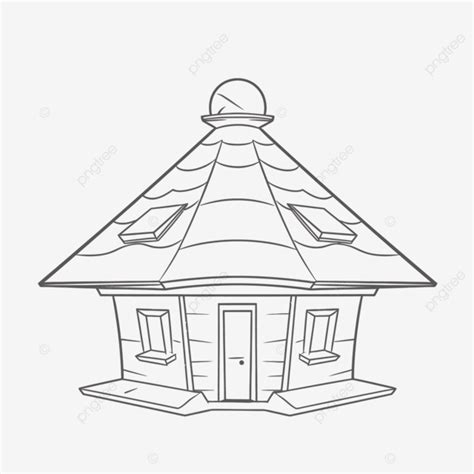 The Hut Coloring Page On White Background Outline Sketch Drawing Vector