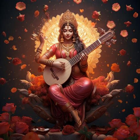 Premium Photo Illustration Of Saraswati Devi Goddess Happy Vasant